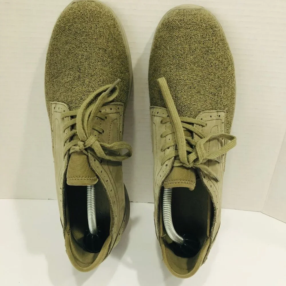 Abeo Walking Shoes Men‎ 13 Textile Suede Khaki Lace Up Sneakers Breathable Floyd